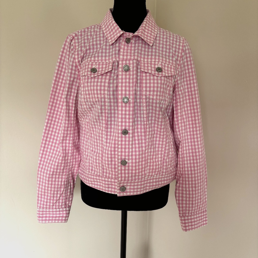Talbots Pink Gingham Denim Jacket
